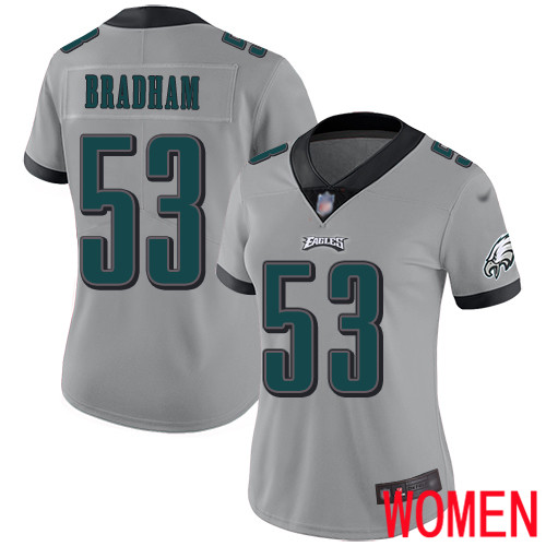 Women Philadelphia Eagles #53 Nigel Bradham Limited Silver Inverted Legend NFL Jersey Football